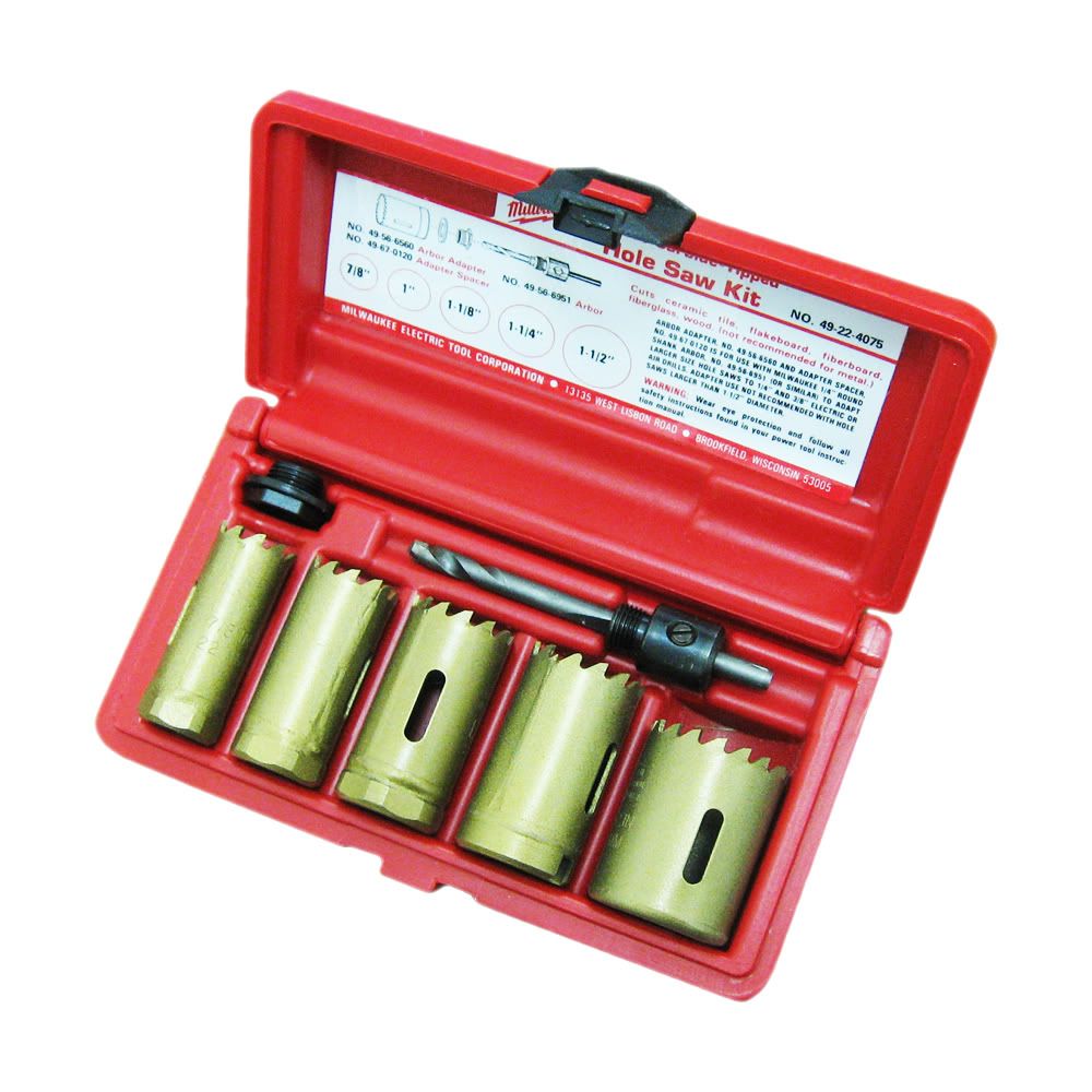 MILWAUKEE 49224075 Carbide Tipped Hole Saw 7 PC Kit for Ceramic Tile